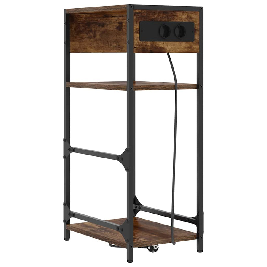 Nachtkastje met lade Gerookt eiken 40 x 27 x 76 cm Bewerkt hout