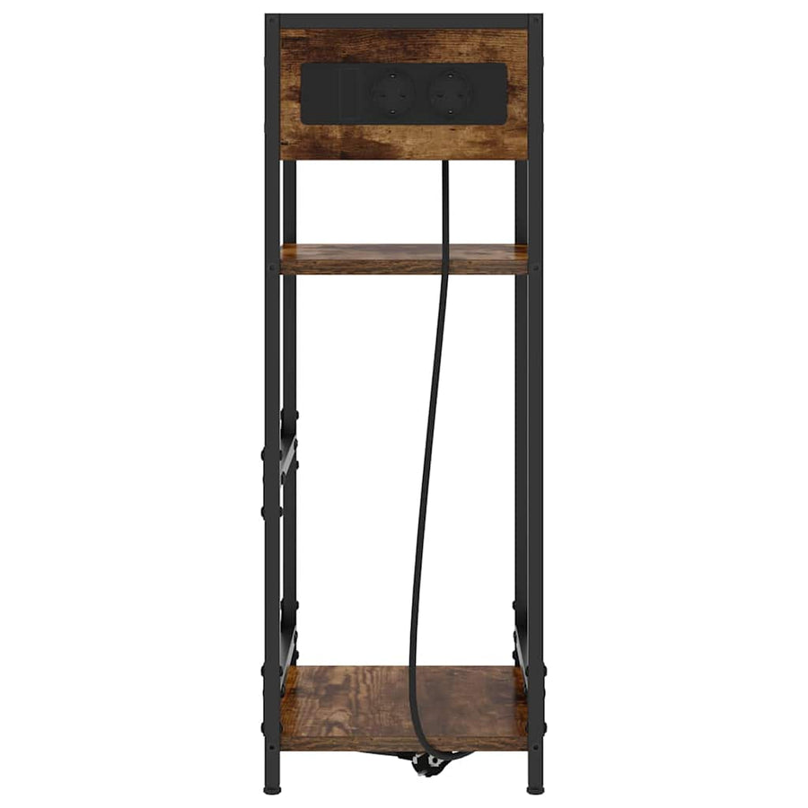 Nachtkastje met lade Gerookt eiken 40 x 27 x 76 cm Bewerkt hout