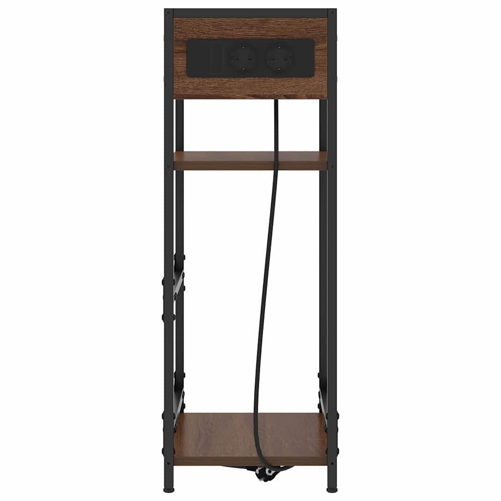 Nachtkastje bruin eikenkleur 40 x 27 x 76 cm Bewerkt hout