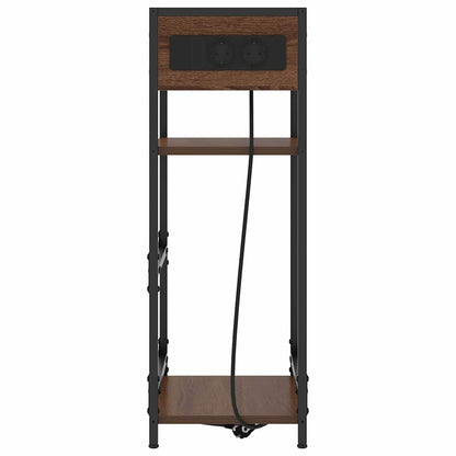 Nachtkastje bruin eikenkleur 40 x 27 x 76 cm Bewerkt hout