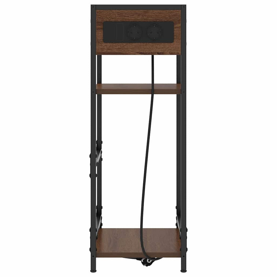 Nachtkastje bruin eikenkleur 40 x 27 x 76 cm Bewerkt hout