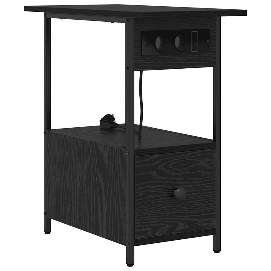 Nachtkastje met lade Zwart eiken 60 x 30 x 61 cm Bewerkt hout