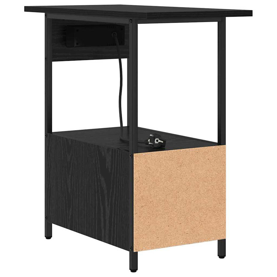Nachtkastje met lade Zwart eiken 60 x 30 x 61 cm Bewerkt hout