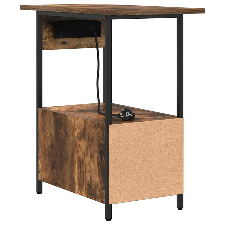 Nachtkastje met lade Gerookt eiken 60 x 30 x 61 cm Bewerkt hout