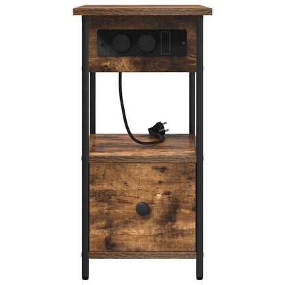 Nachtkastje met lade Gerookt eiken 60 x 30 x 61 cm Bewerkt hout