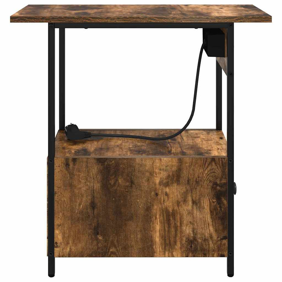 Nachtkastje met lade Gerookt eiken 60 x 30 x 61 cm Bewerkt hout