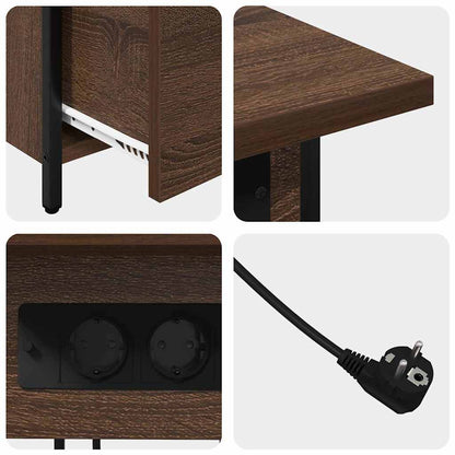 Nachtkastje bruin eikenkleur 60 x 30 x 61 cm Bewerkt hout