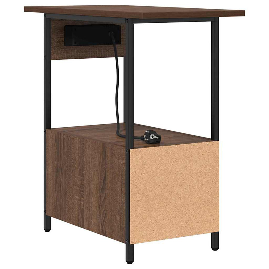 Nachtkastje bruin eikenkleur 60 x 30 x 61 cm Bewerkt hout