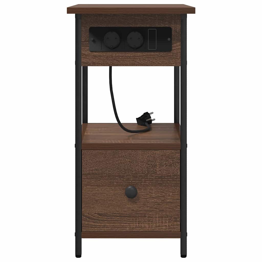 Nachtkastje bruin eikenkleur 60 x 30 x 61 cm Bewerkt hout