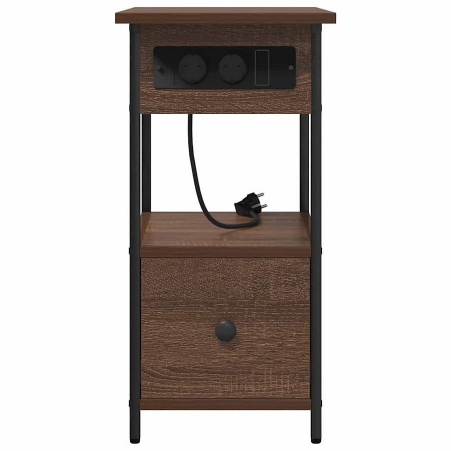 Nachtkastje bruin eikenkleur 60 x 30 x 61 cm Bewerkt hout
