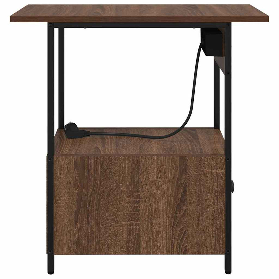 Nachtkastje bruin eikenkleur 60 x 30 x 61 cm Bewerkt hout