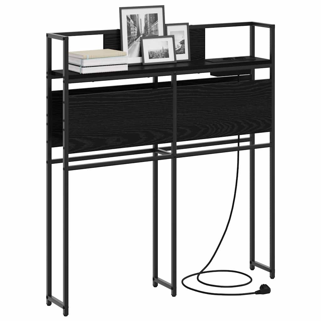 Opberghoofdbord met hoofdeinde Zwart eiken 75 cm Bewerkt hout