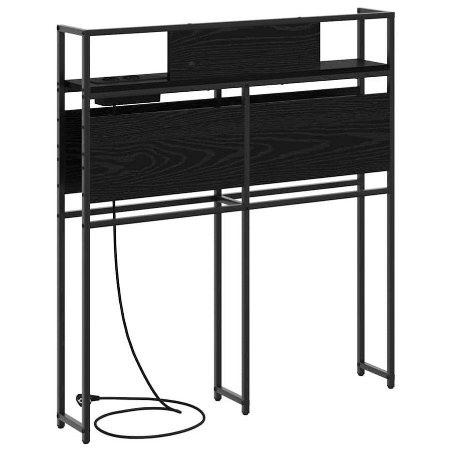 Opberghoofdbord met hoofdeinde met opslag Zwart eiken 80 cm Bewerkt hout