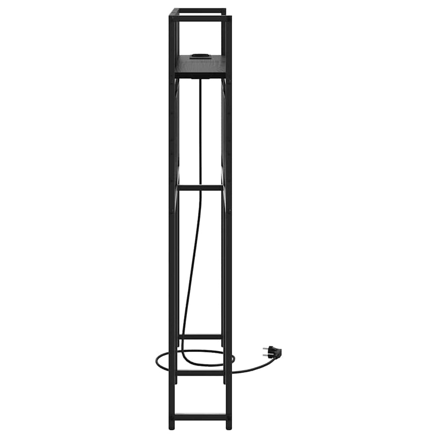 Opberghoofdbord met hoofdeinde met opslag Zwart eiken 80 cm Bewerkt hout