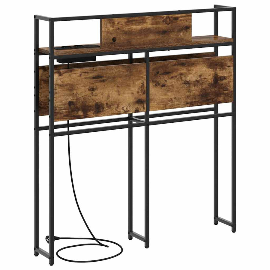 Opberghoofdbord met hoofdeinde met opslag Gerookt eiken 80 cm Bewerkt hout