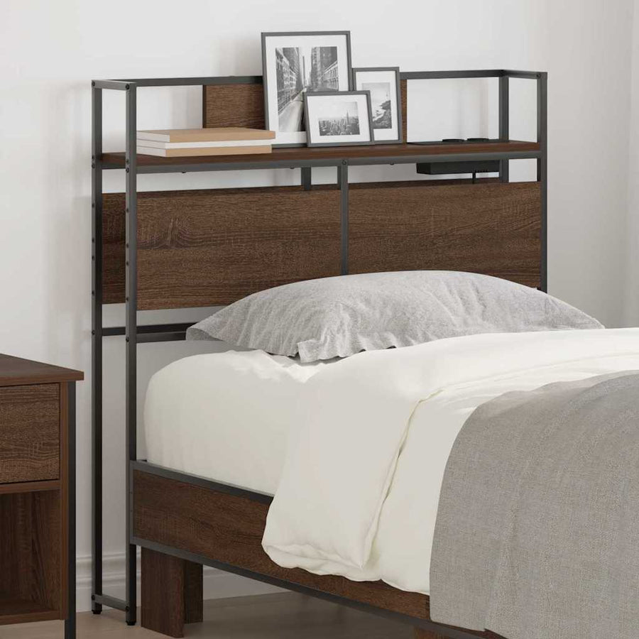 Opberghoofdbord bruin eikenkleur 80 cm Bewerkt hout