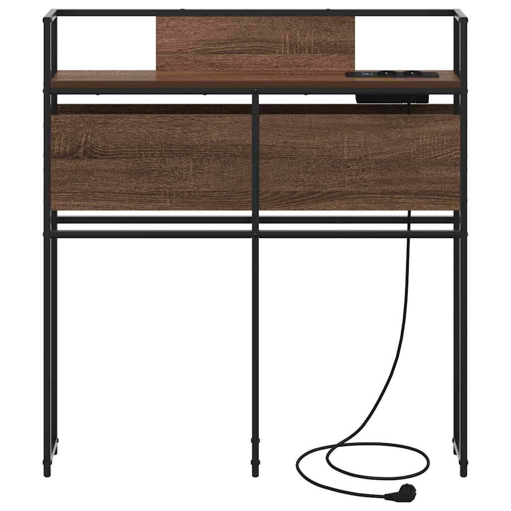 Opberghoofdbord bruin eikenkleur 80 cm Bewerkt hout
