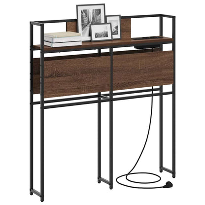 Opberghoofdbord bruin eikenkleur 80 cm Bewerkt hout