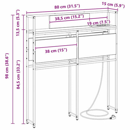 Opberghoofdbord bruin eikenkleur 80 cm Bewerkt hout