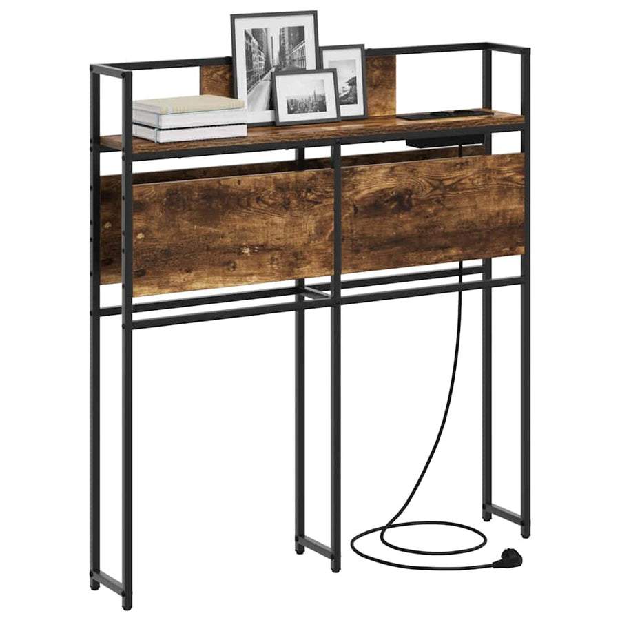 Opberghoofdbord Gerookt eiken 100 cm Bewerkt hout