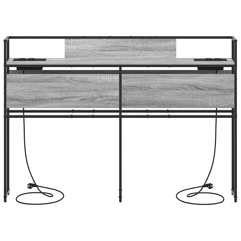Opberghoofdbord met hoofdeinde Grijs sonoma 120 cm Bewerkt hout