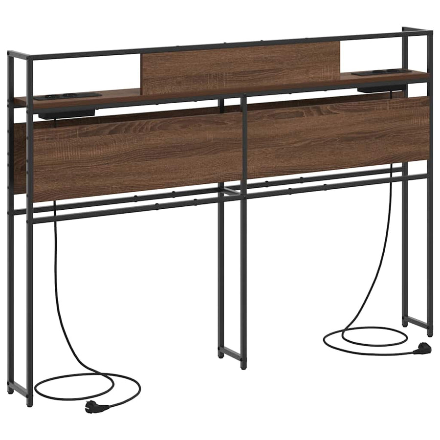 Opberghoofdbord bruin eikenkleur 120 cm Bewerkt hout
