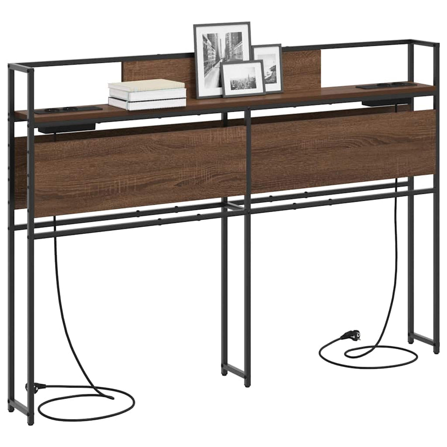 Opberghoofdbord bruin eikenkleur 120 cm Bewerkt hout