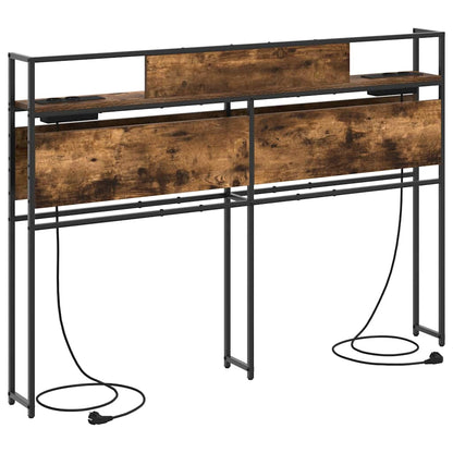 Opberghoofdbord Gerookt eiken 135 cm Bewerkt hout