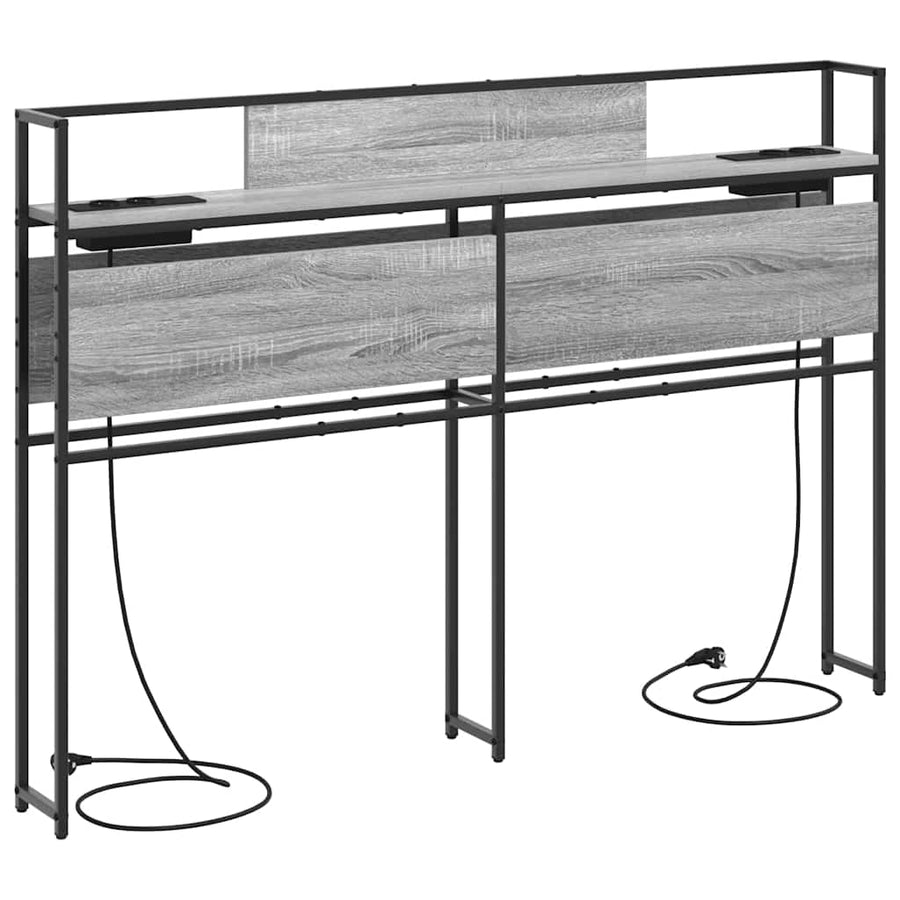 Opberghoofdbord met hoofdeinde met opslag Grijs sonoma 135 cm Bewerkt hout