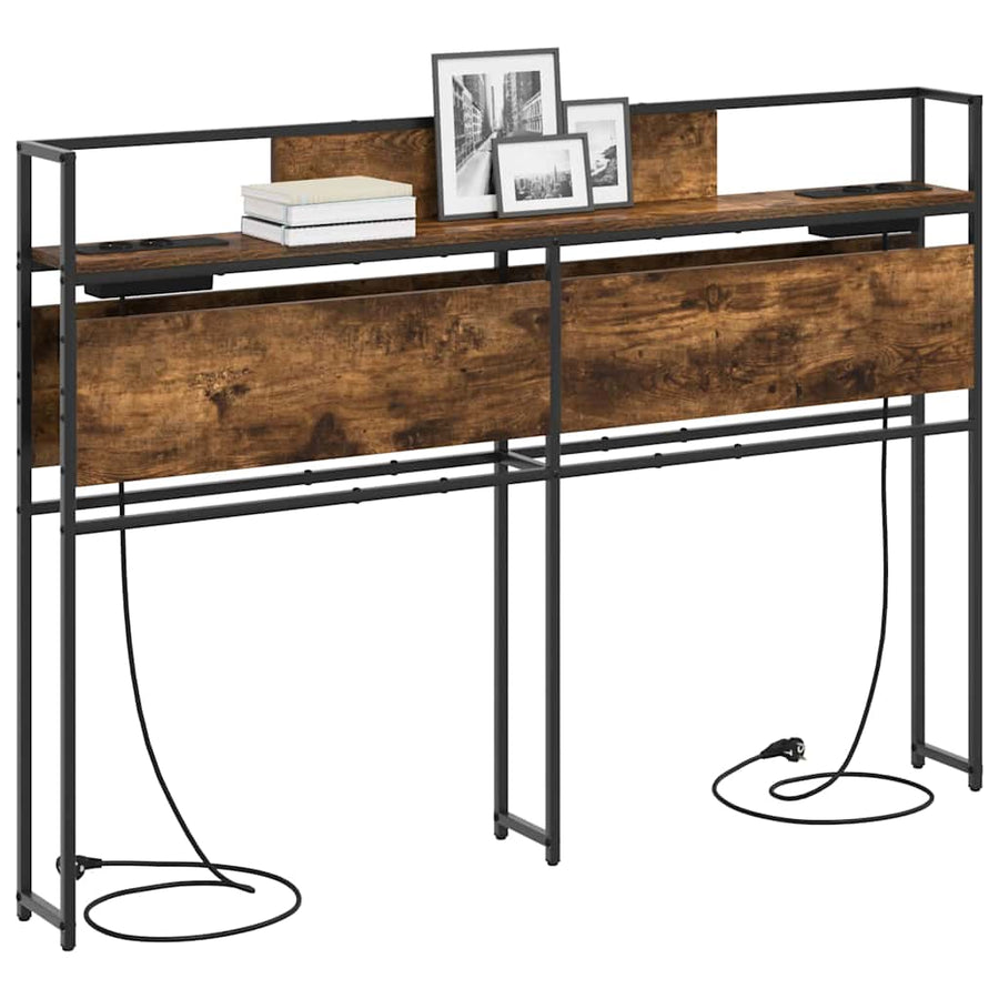Opberghoofdbord Gerookt eiken 140 cm Bewerkt hout