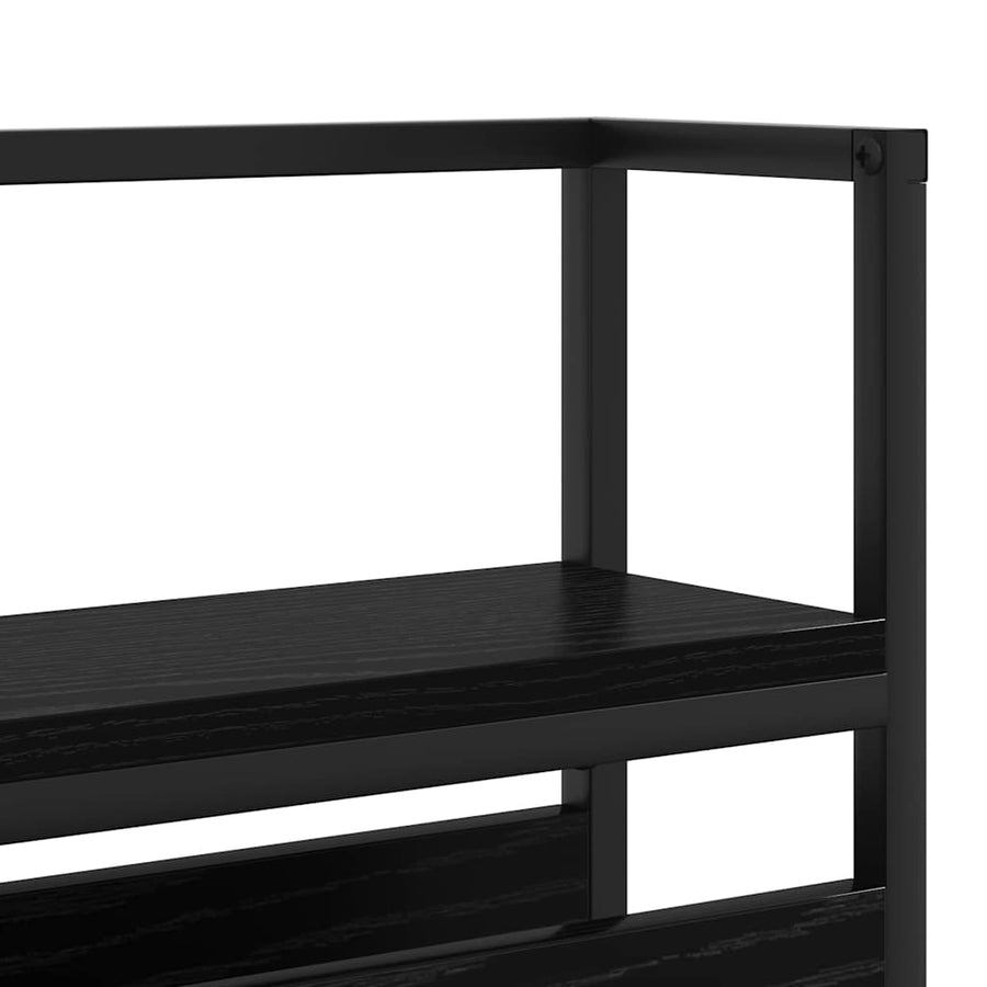Opberghoofdbord met hoofdeinde met opslag Zwart eiken 150 cm Bewerkt hout