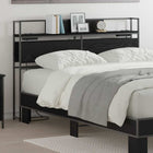 Storage Headboard with Shelf Black Oak 150 cm Engineered Wood
