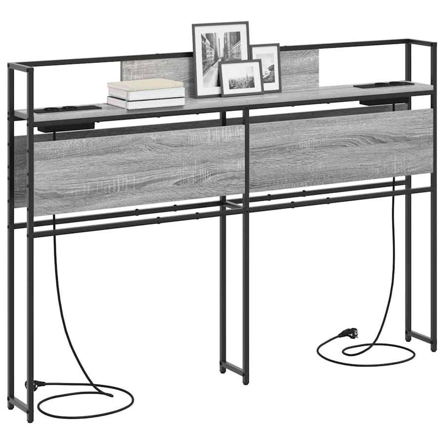 Opberghoofdbord met hoofdeinde met opslag Grijs sonoma 150 cm Bewerkt hout