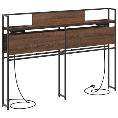 Opberghoofdbord bruin eikenkleur 160 cm Bewerkt hout