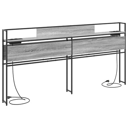 Opberghoofdbord met hoofdeinde met opslag Grijs sonoma 180 cm Bewerkt hout