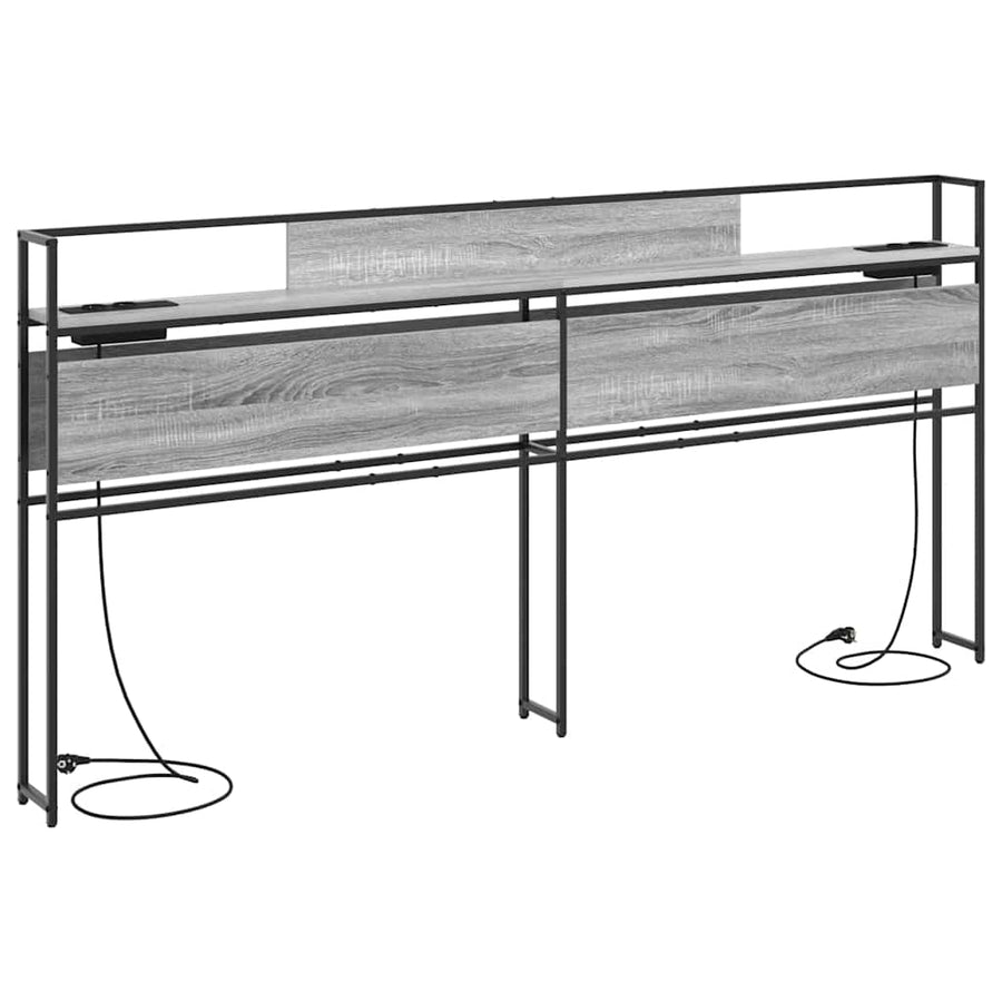 Opberghoofdbord met hoofdeinde met opslag Grijs sonoma 180 cm Bewerkt hout