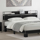 Storage headboard with shelf Black oak 200 cm Engineered wood