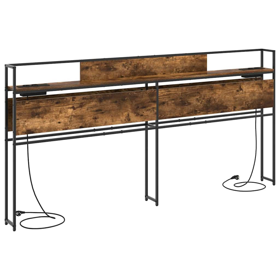 Opberghoofdbord Gerookt eiken 200 cm Bewerkt hout