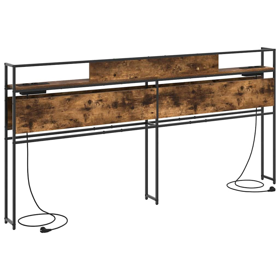 Opberghoofdbord Gerookt eiken 200 cm Bewerkt hout