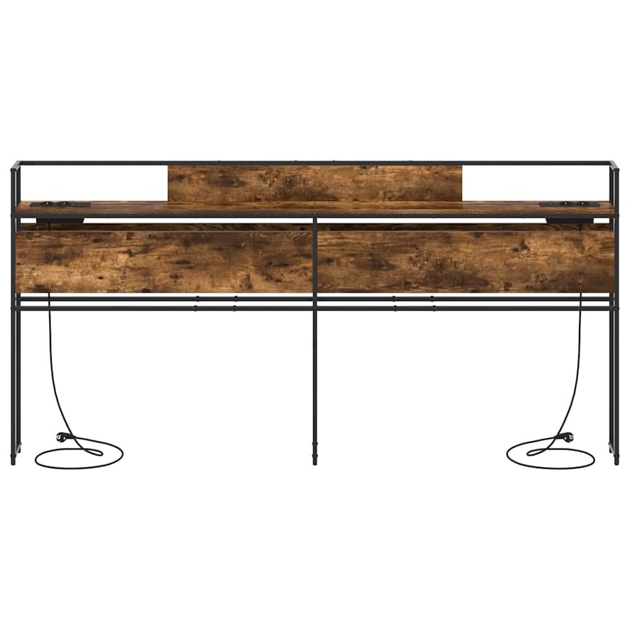 Opberghoofdbord Gerookt eiken 200 cm Bewerkt hout