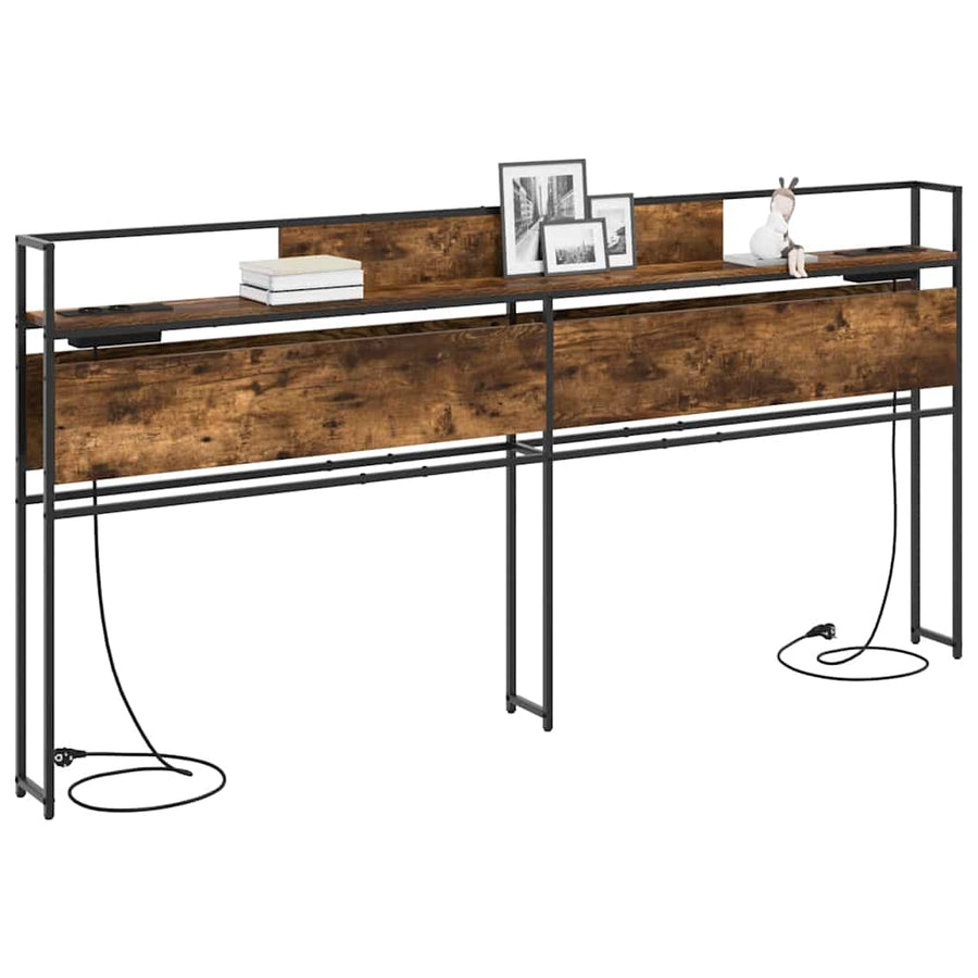 Opberghoofdbord Gerookt eiken 200 cm Bewerkt hout