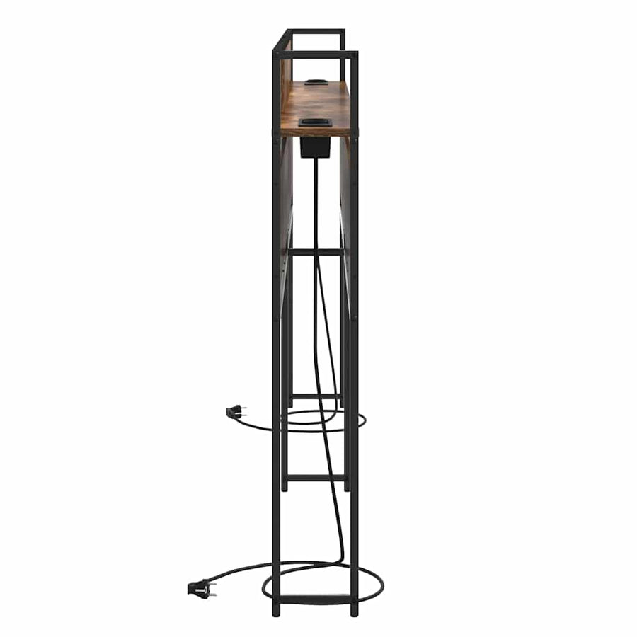 Opberghoofdbord Gerookt eiken 200 cm Bewerkt hout