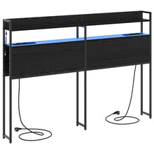 Opberghoofdbord met plank Zwart eiken 140 cm Bewerkt hout