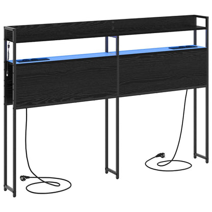 Opberghoofdbord met plank Zwart eiken 140 cm Bewerkt hout