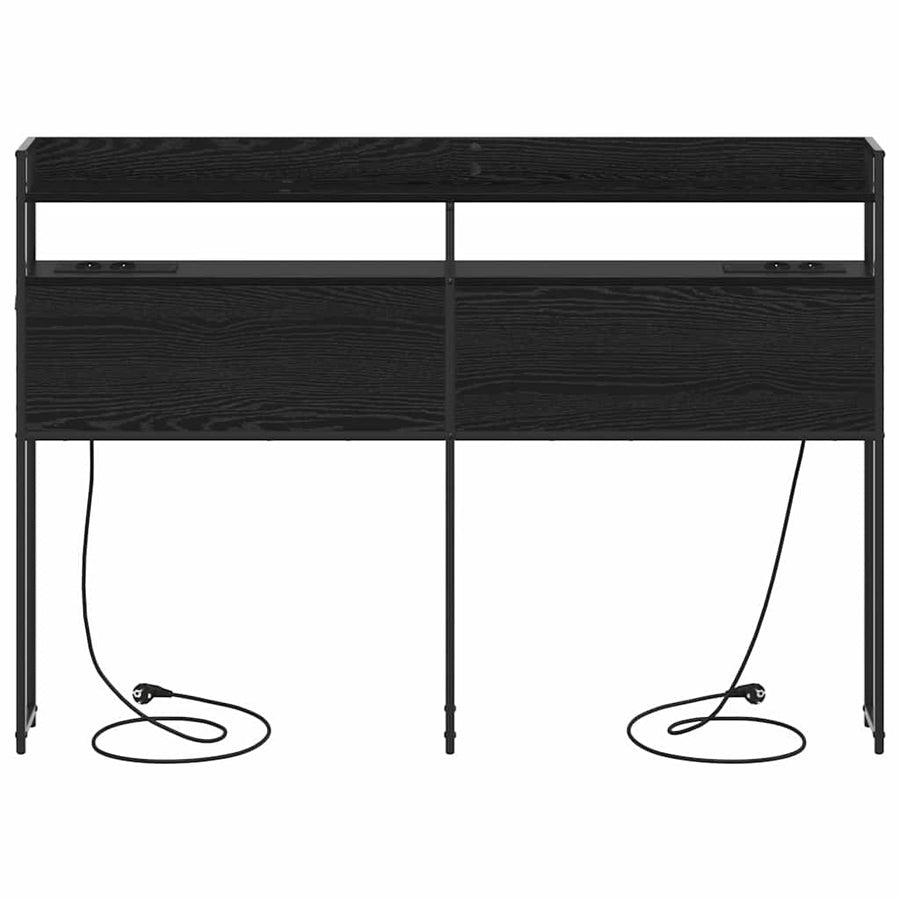 Opberghoofdbord met plank Zwart eiken 140 cm Bewerkt hout