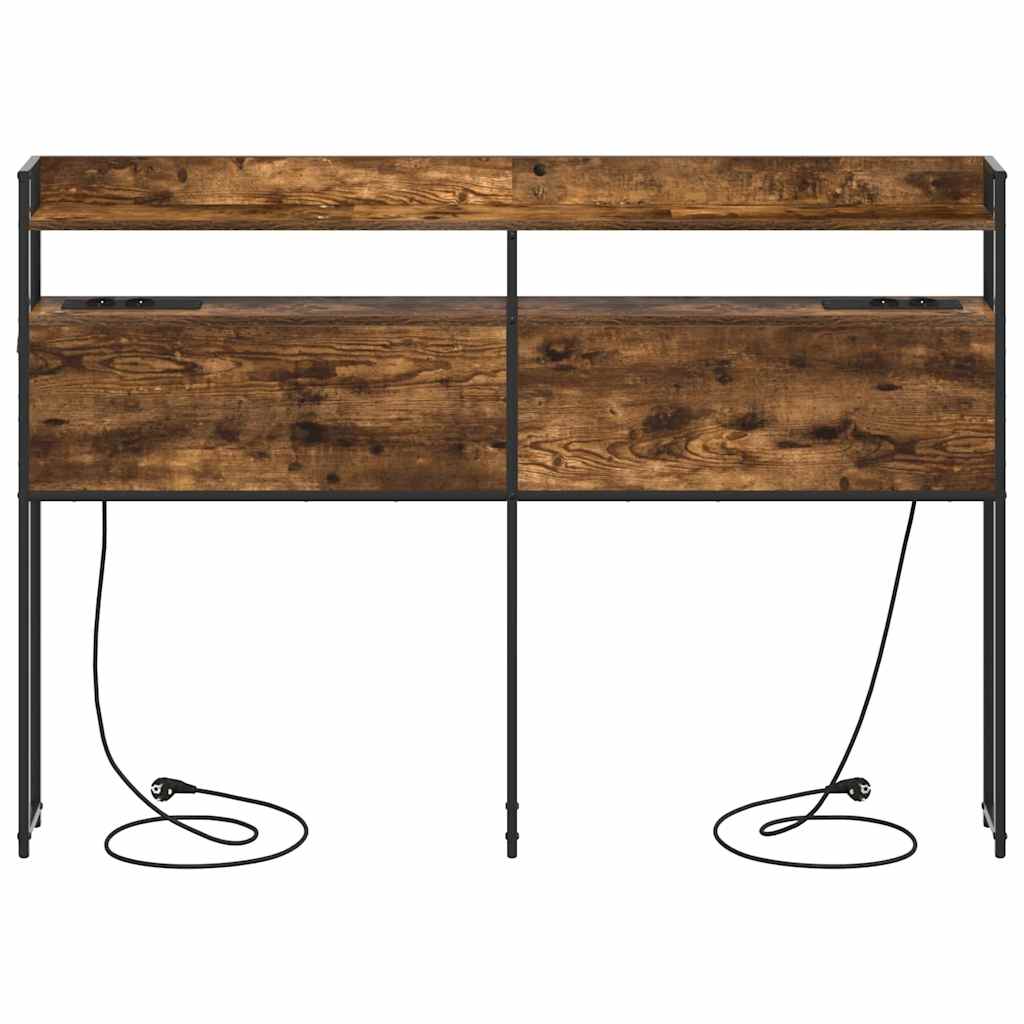 Opberghoofdbord met plank Gerookt eiken 140 cm Bewerkt hout