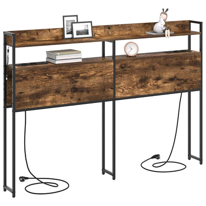 Opberghoofdbord met plank Gerookt eiken 140 cm Bewerkt hout