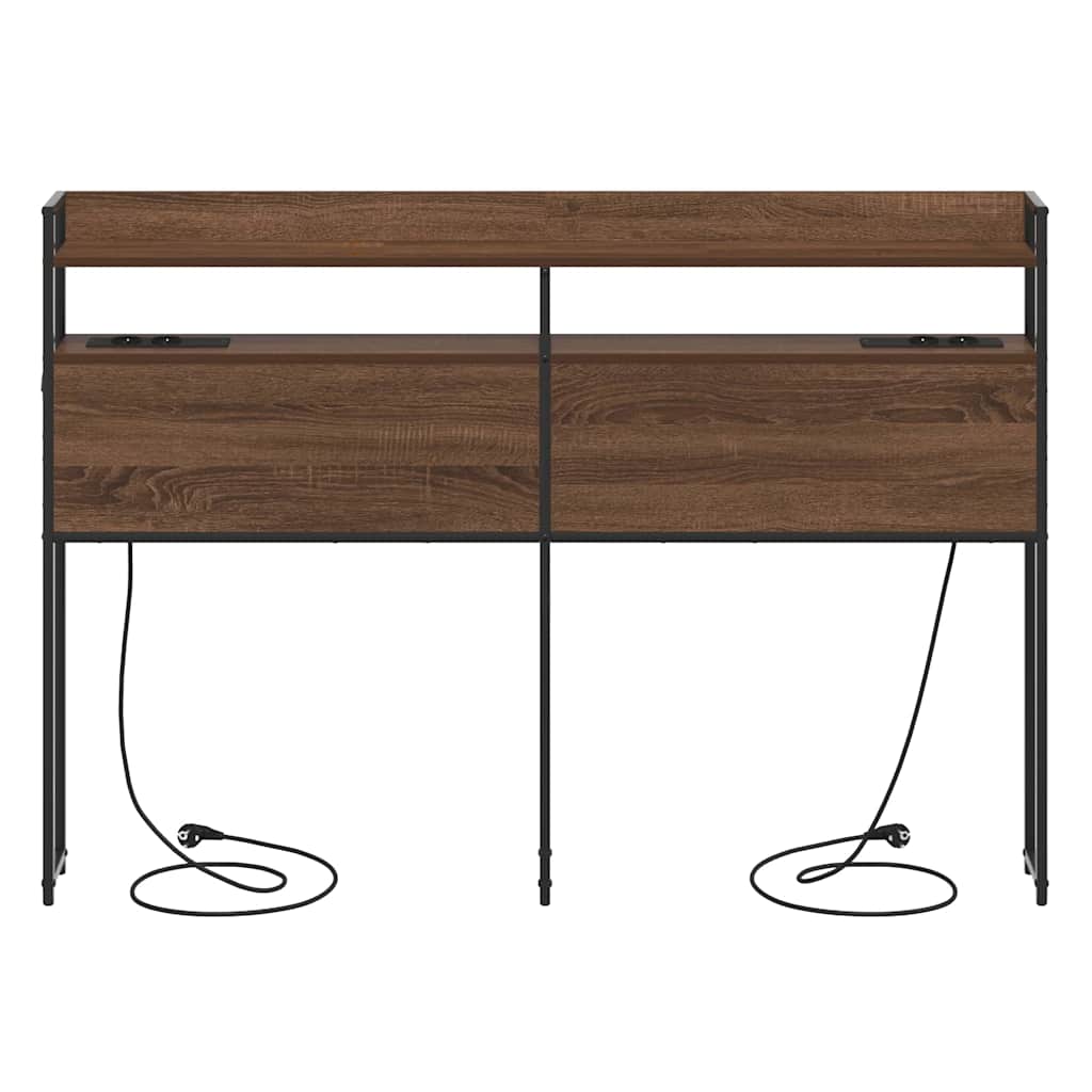 Opberghoofdbord met plank bruin eikenkleur 140 cm Bewerkt hout