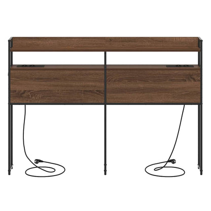 Opberghoofdbord met plank bruin eikenkleur 140 cm Bewerkt hout
