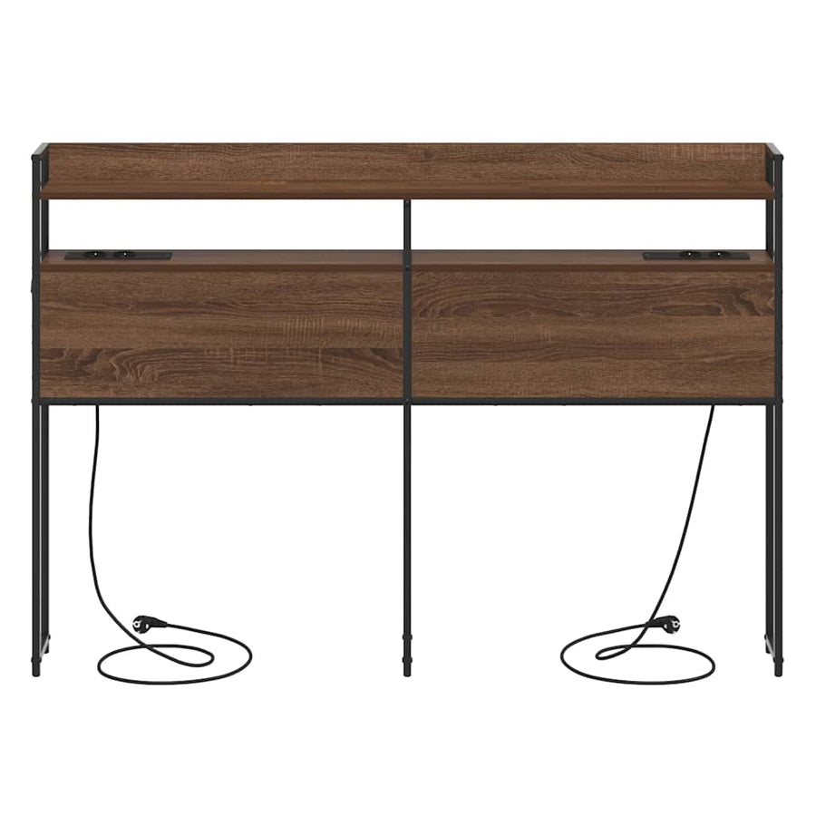 Opberghoofdbord met plank bruin eikenkleur 140 cm Bewerkt hout